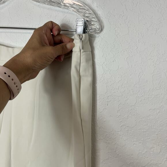 Badgley Mischka Ivory Trousers fully Lined Size 12 Made in USA fully lined - Picture 3 of 8